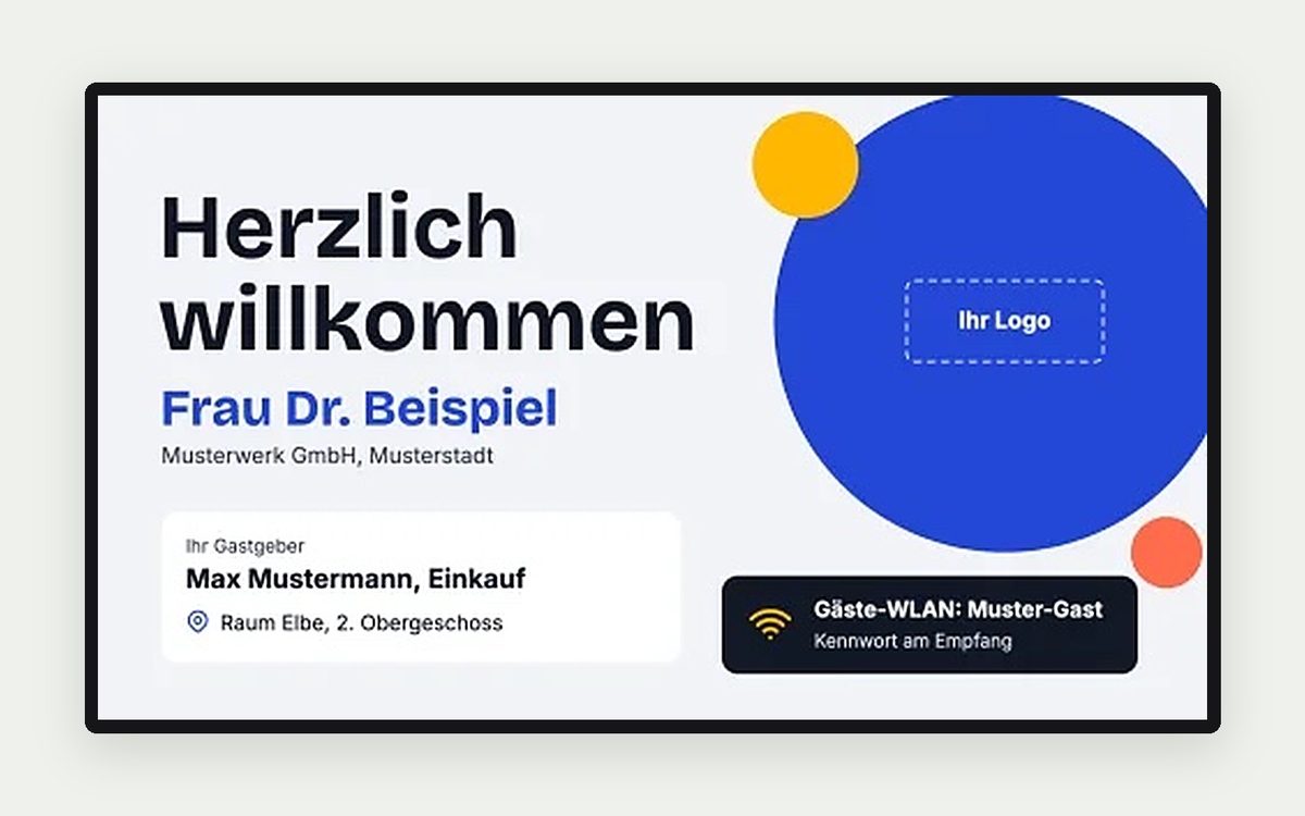 Digital Signage Vorlage „Willkommen am Empfang“